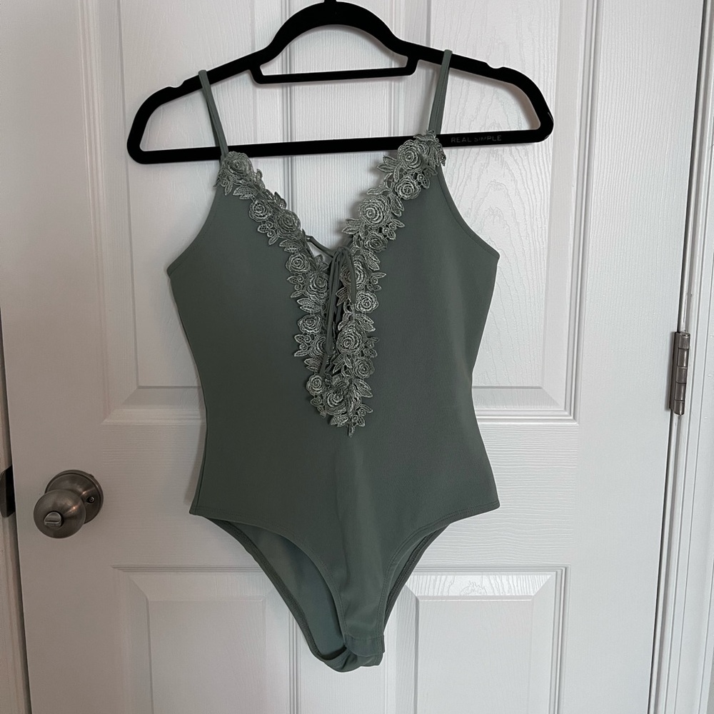Green Embroidered Top Shop Bodysuit